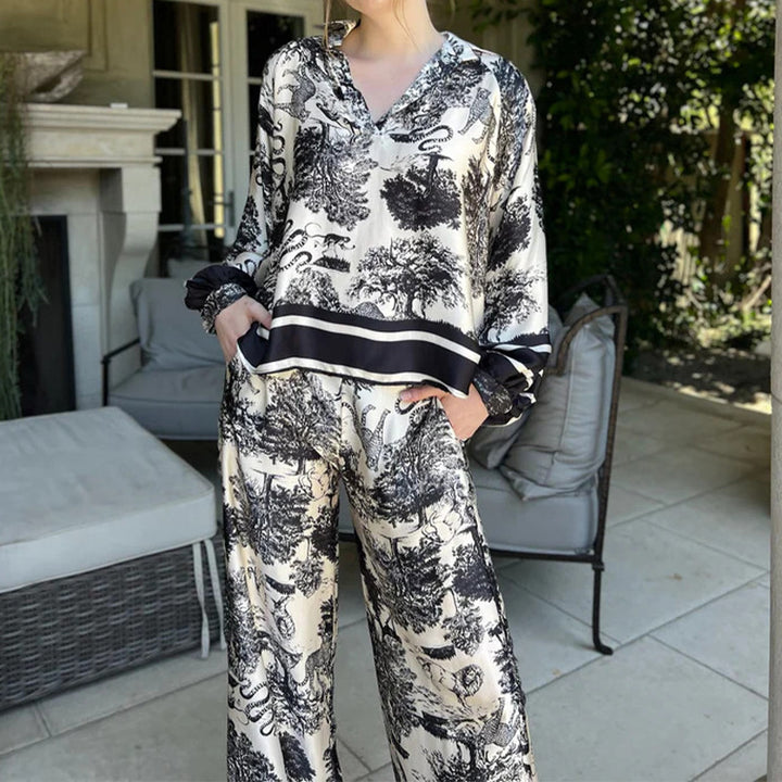 Top en soie élégant pour femmes avec coupe décontractée et pantalon assorti Levoire