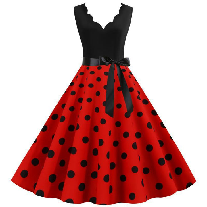 Robe swing femme avec un design moderne à pois et un élégant col en V Levoire