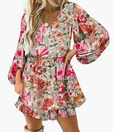 Robe à manches courtes pour femmes avec des manches bouffantes volumineuses Levoire