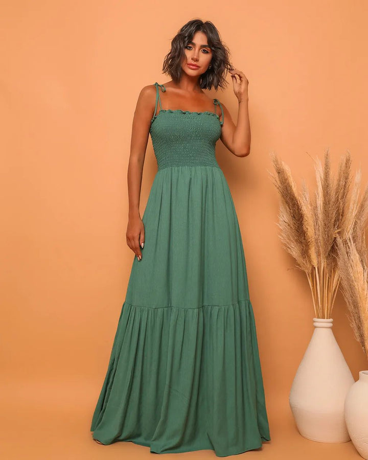 Robe maxi pour femme avec corsage élastique et nœud ludique Levoire