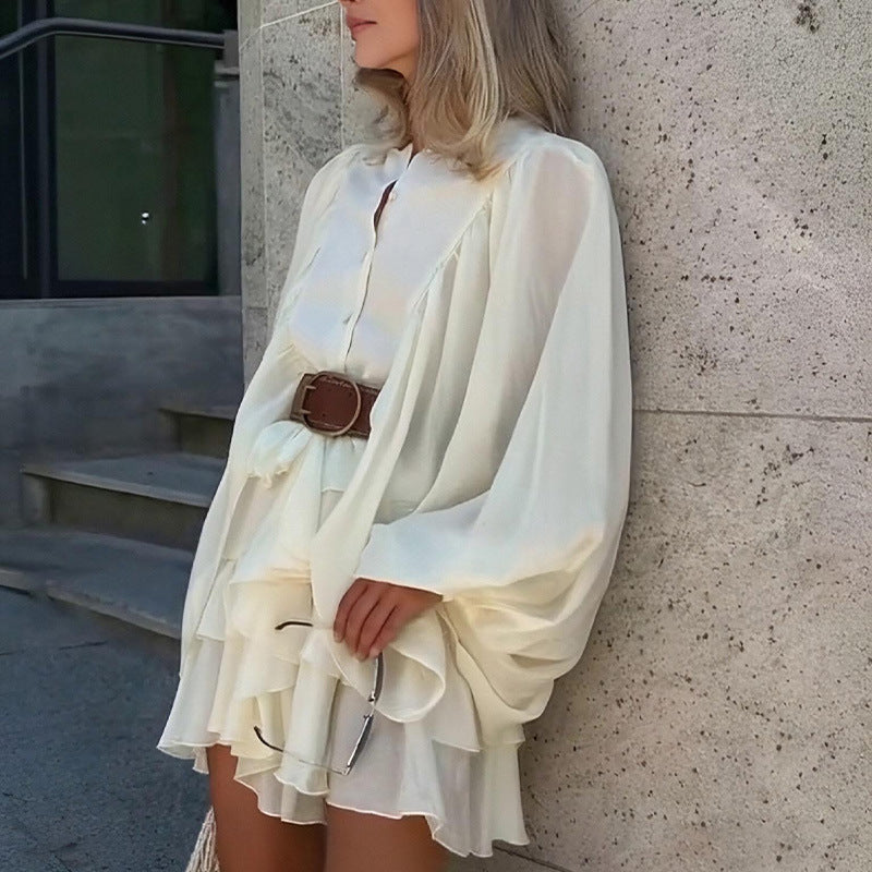 Robe à volants ludique pour femmes avec manches volumineuses Levoire