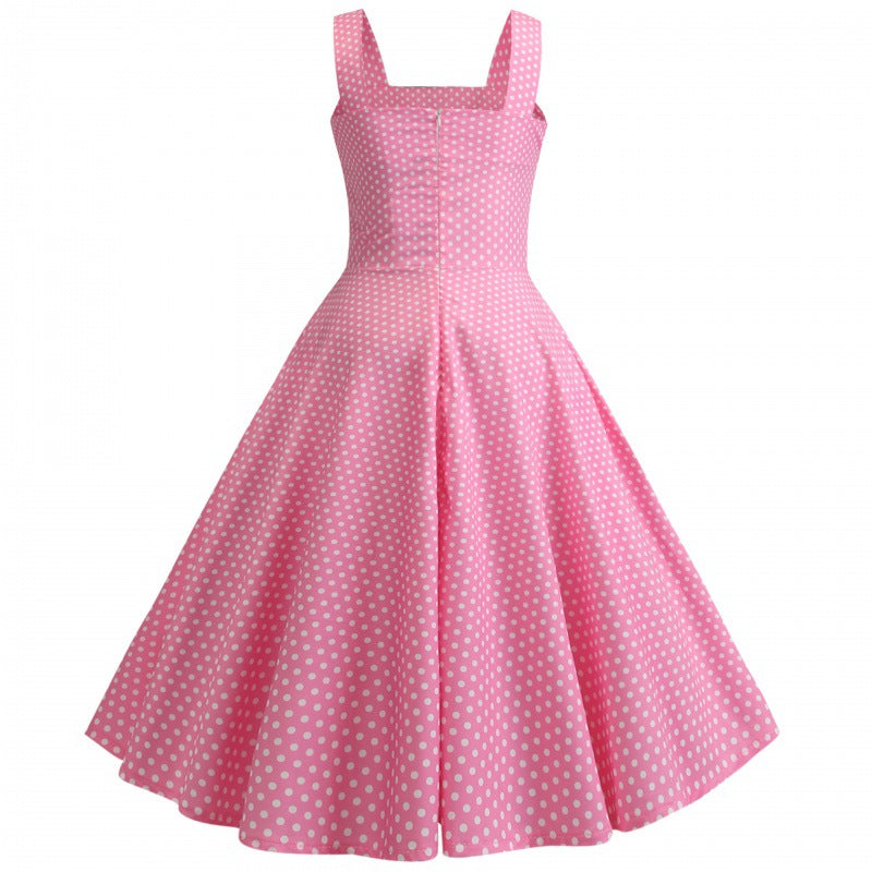 Robe swing pour femmes avec des pois et une ceinture élégante Levoire