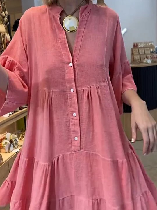 Robe chemise pour femmes avec des détails de volants volumineux Levoire