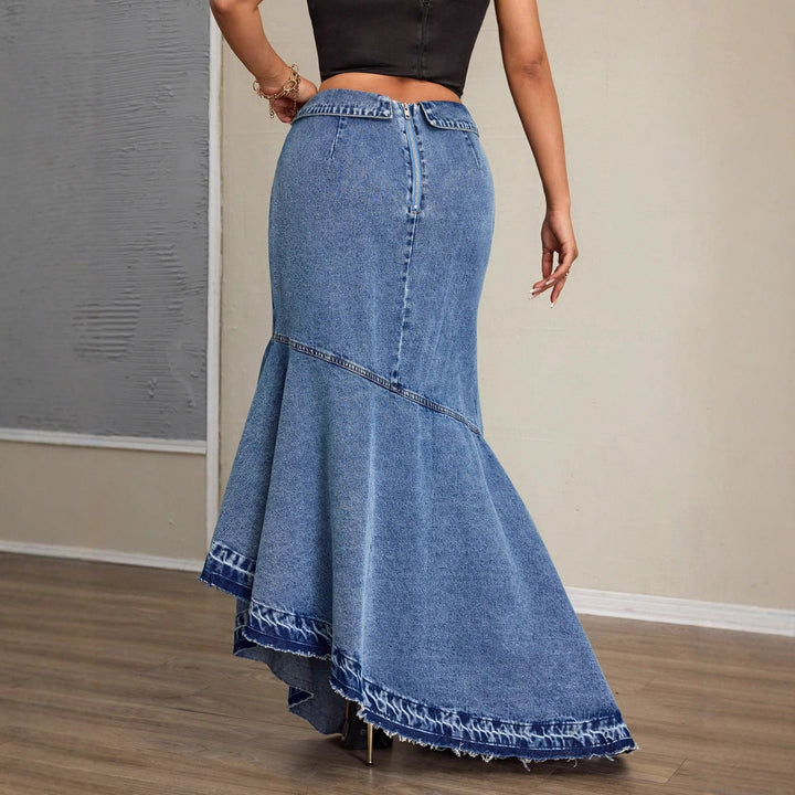 Jupe maxi femme à coupe asymétrique et ourlet effiloché Levoire