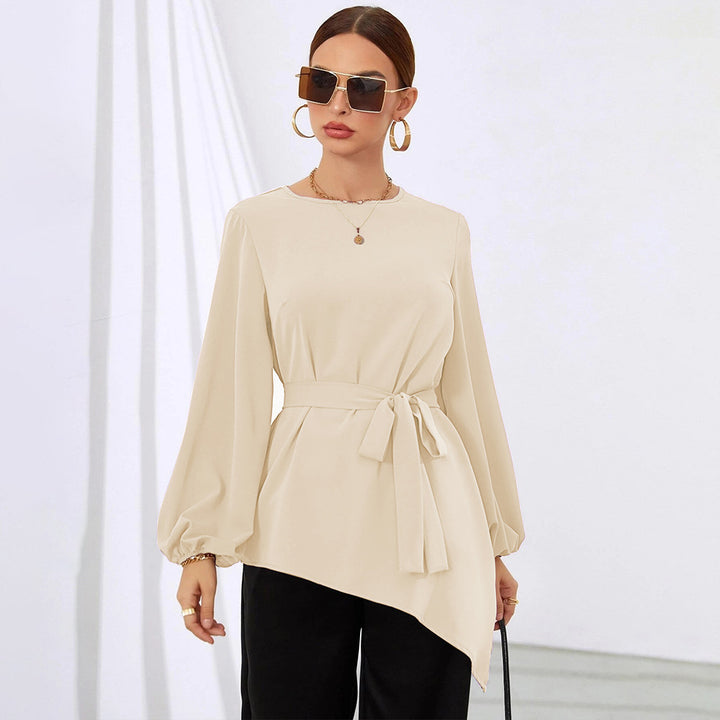 Blouse asymétrique pour femmes avec ceinture à la taille Levoire