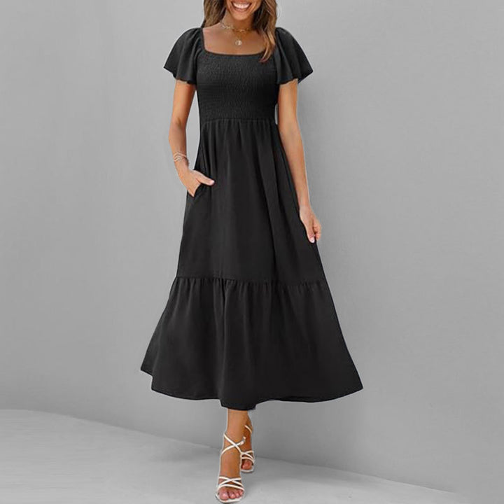 Robe maxi pour femmes avec un décolleté carré élégant et des manches volumineuses Levoire