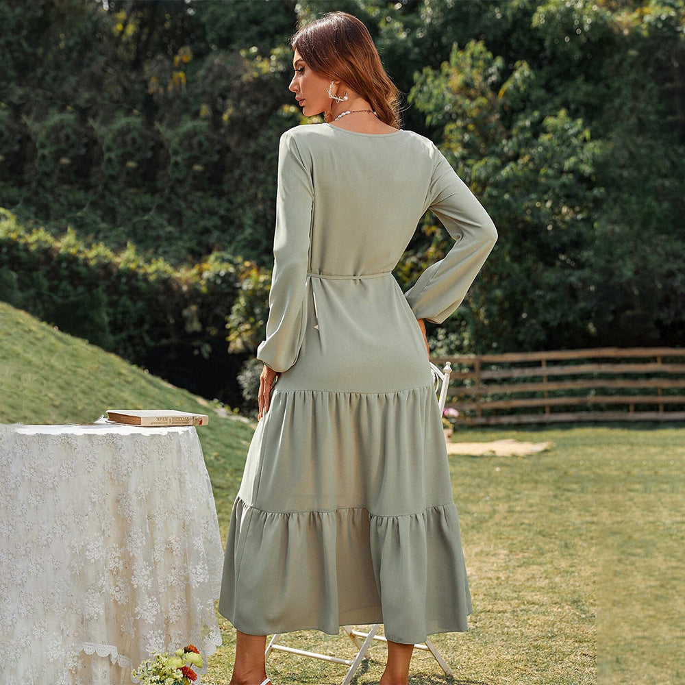 Robe maxi pour femme avec des manches ballon élégantes et une coupe ajustée Levoire