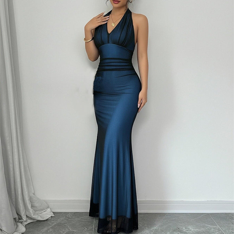Robe de soirée flatteuse pour femmes avec décolleté en V profond et fronces Levoire
