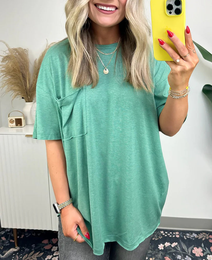 T-shirt ample décontracté pour femmes avec poche Levoire