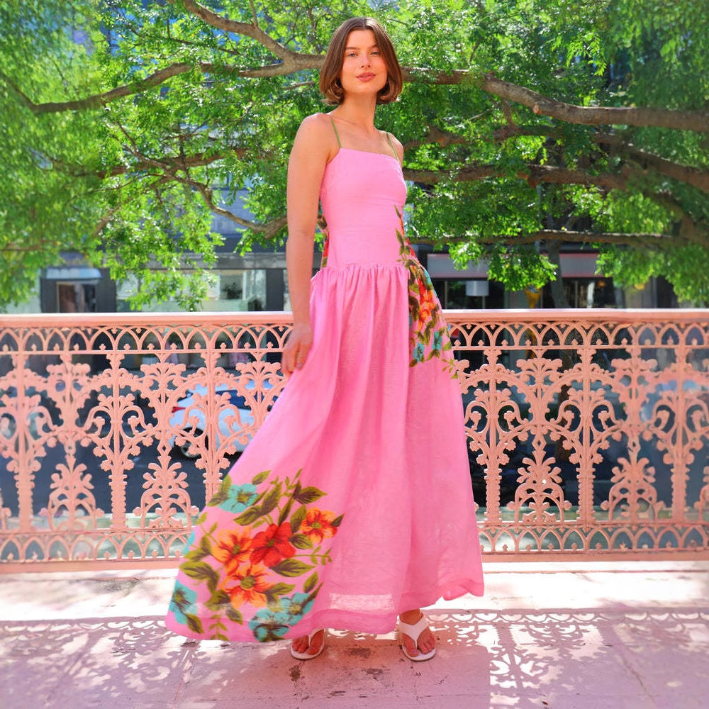 Robe maxi élégante pour femmes avec design floral et peplum Levoire