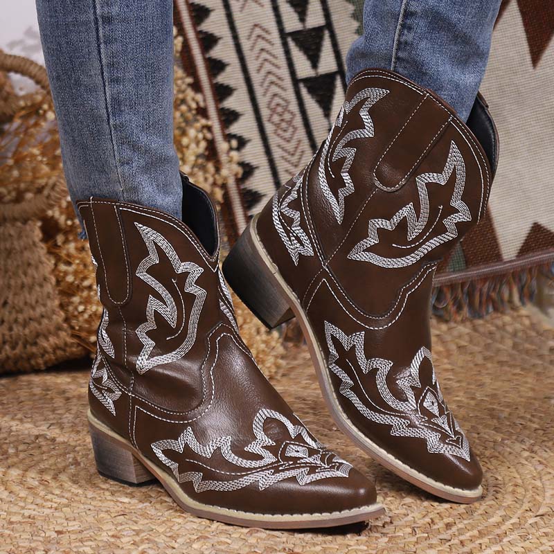 Levoire | Bottes De Cowboy Avec Détails Brodés Pour Femmes Braun