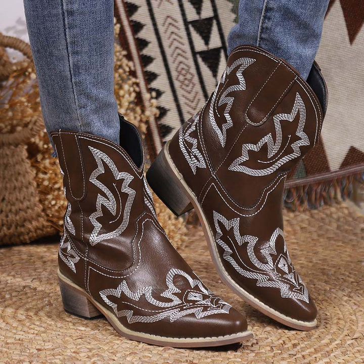 Levoire | Bottes De Cowboy Avec Détails Brodés Pour Femmes Braun