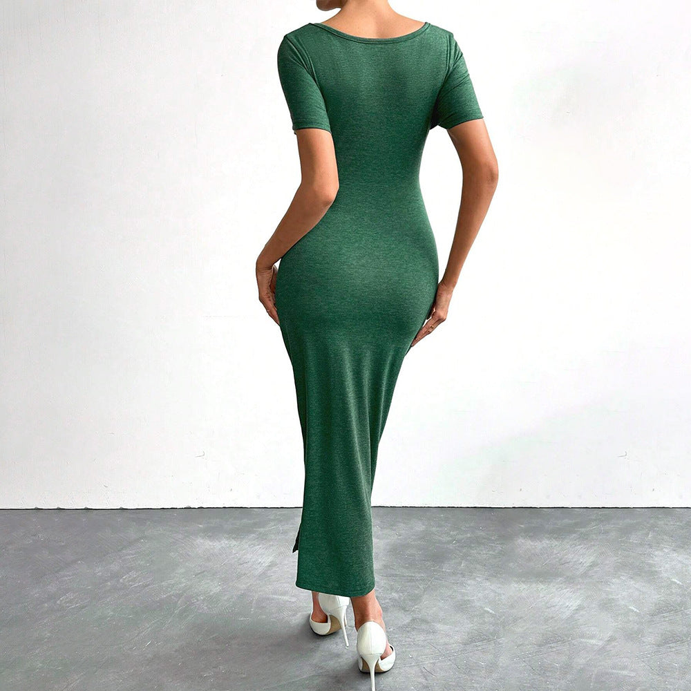 Robe portefeuille ajustée pour femmes avec fente sur le côté et détails en volants Levoire
