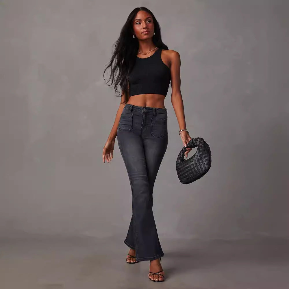 Jeans évasés taille haute pour femmes avec coupe parfaite et ajustement extensible Levoire