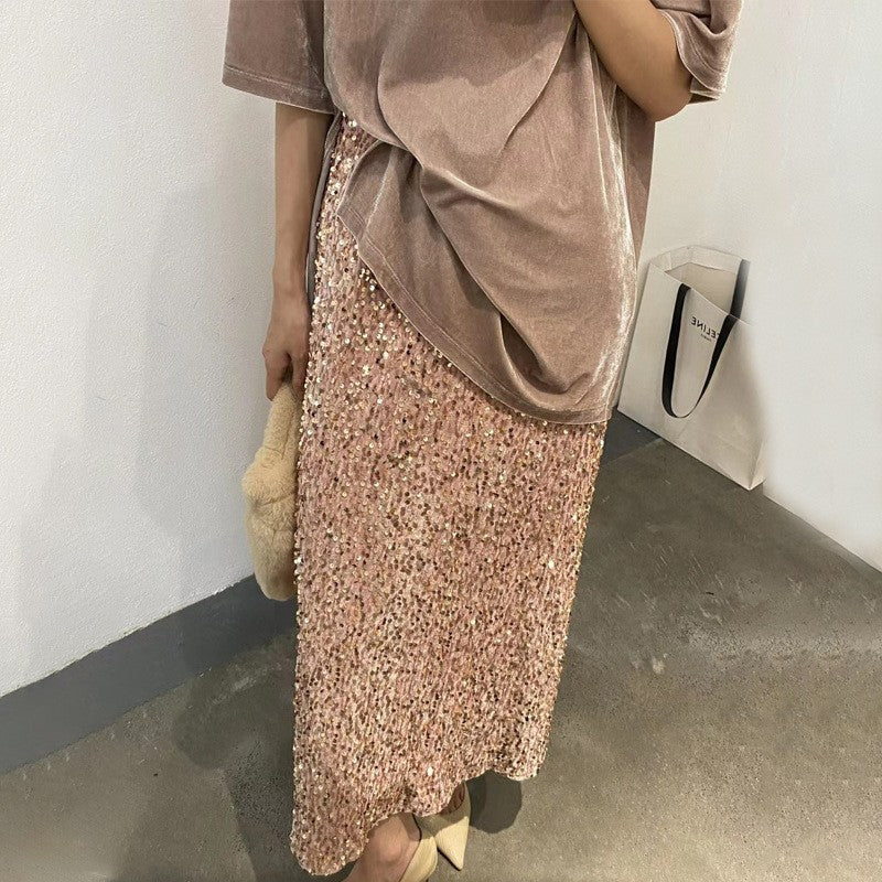 Levoire | Jupe longue droite élastique à fente élégante