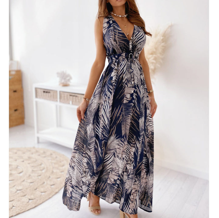 Robe maxi pour femme avec décolleté en V profond et ceinture élastique Levoire