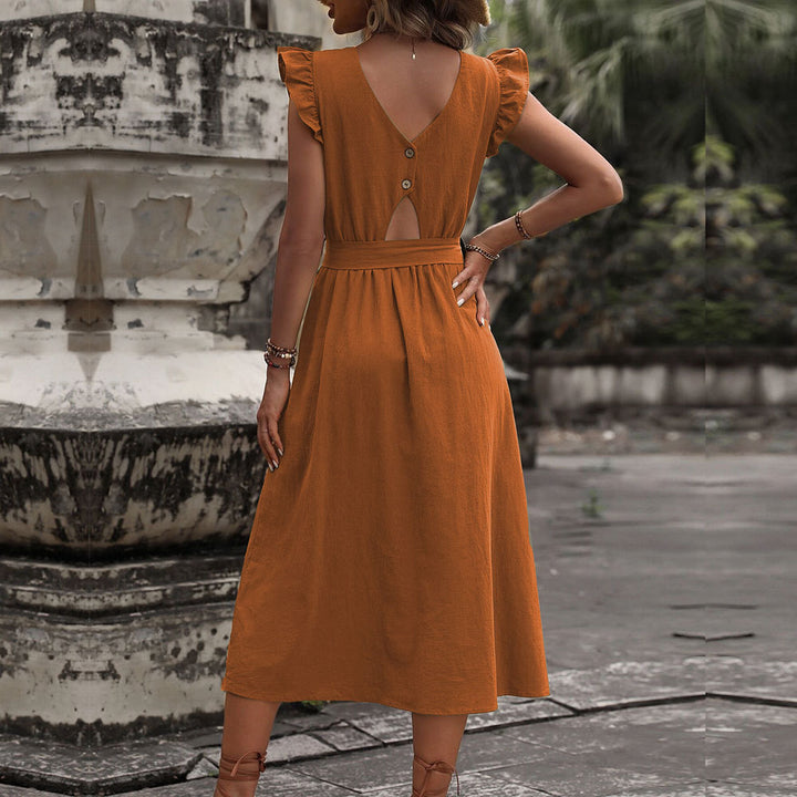 Robe maxi femme avec décolleté en V et ceinture à la taille Levoire