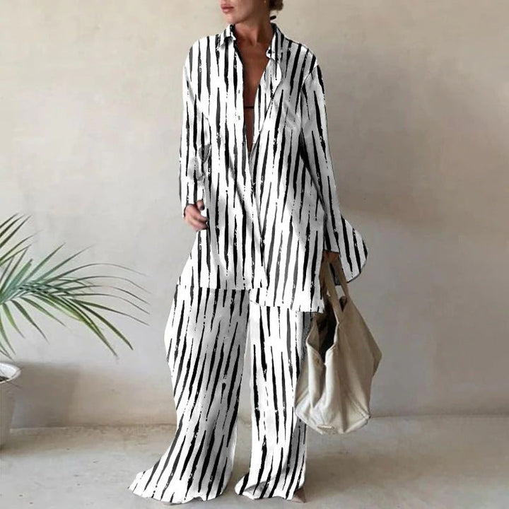 Levoire | Ensemble De Blouses À Manches Longues Amples Et De Pantalons Larges Assortis Blanc