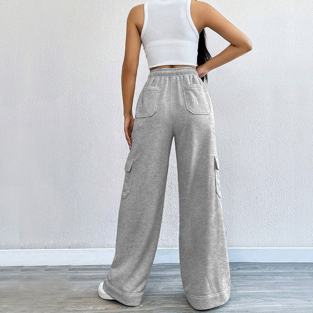 Pantalons cargo pour femmes avec jambes larges et taille élastique Levoire