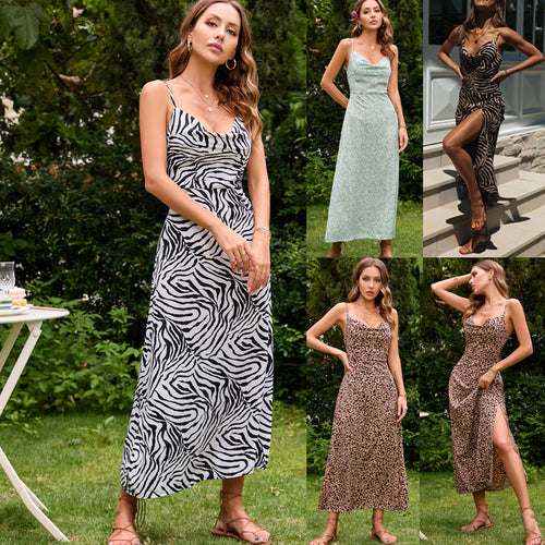 Robe maxi femmes avec imprimé zèbre et fente haute Levoire