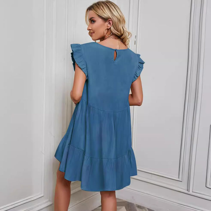 Robe courte à volants pour femmes avec silhouette en A et fente latérale Levoire