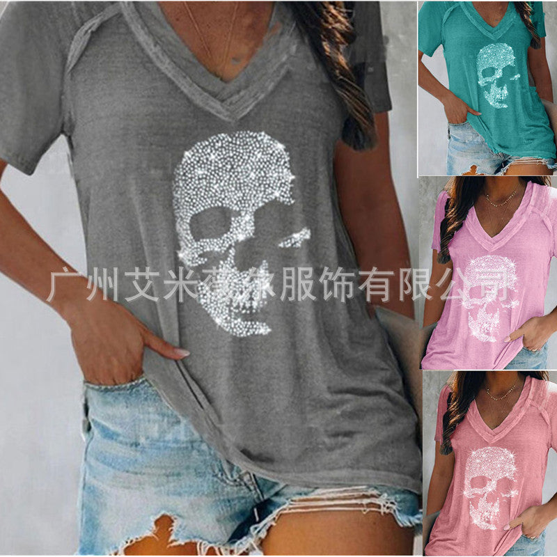 Levoire | Rennon à manches courtes tricot T-shirt à décolleté en V profond