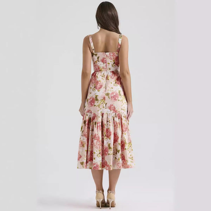 Robe Maxi Femme avec Design Floral et Poches Latérales Levoire