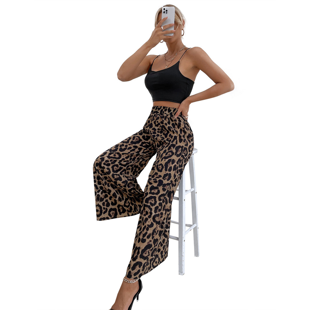 Pantalons harem léopard larges pour femmes avec taille élastique Levoire