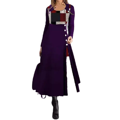 Levoire | Chic V Couleur graphique bouton rond Flare Robe