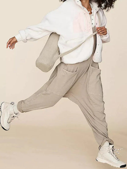 Levoire | Jumpsuit long sans manches avec fermeture éclair tendance Gris