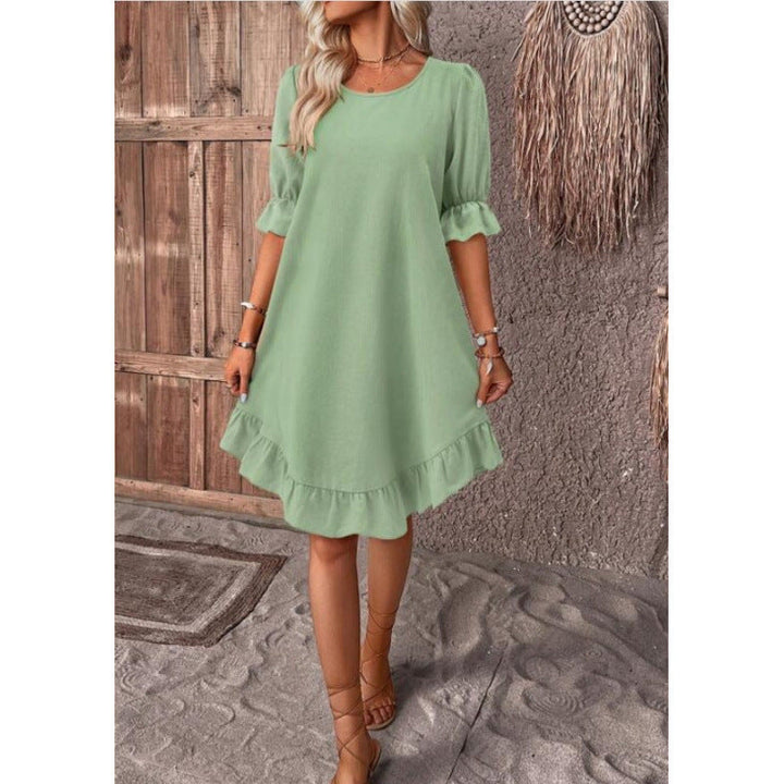 Levoire | Swing ¾-manches Encolure ronde Robe claire Smaragdevihreux