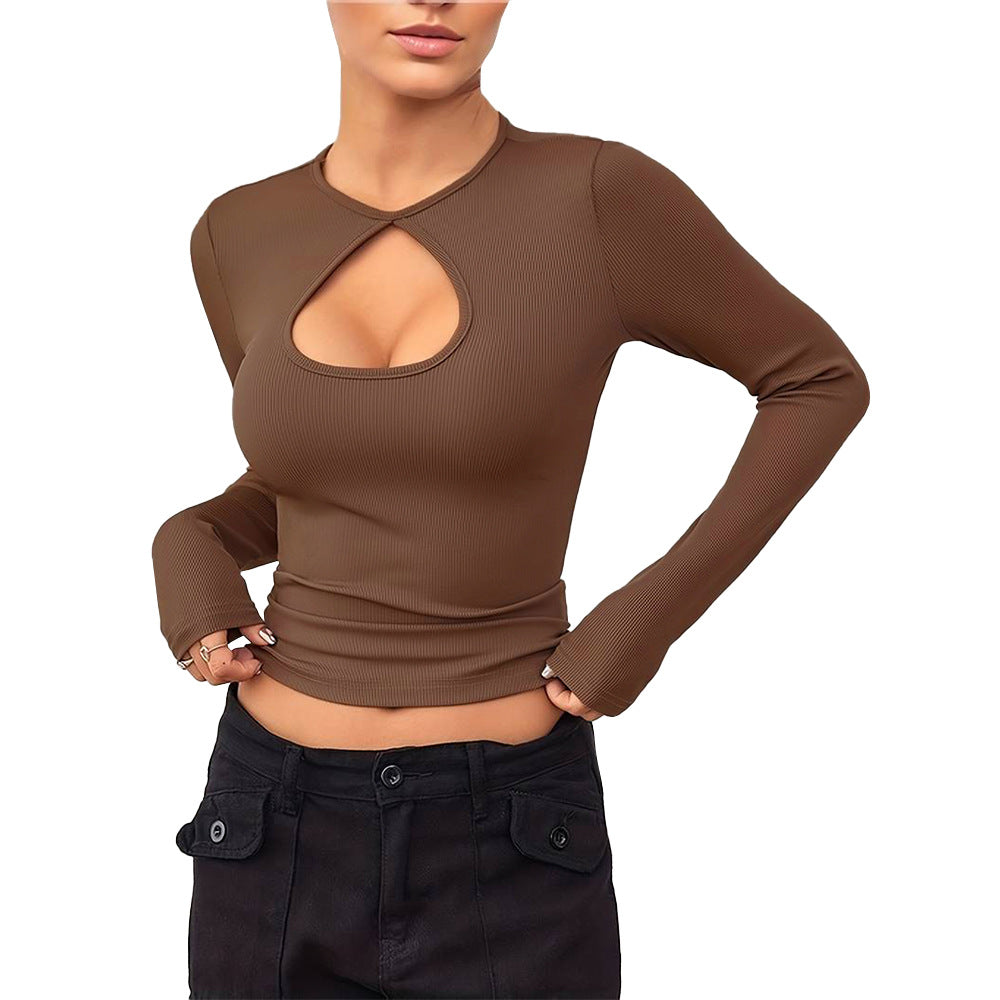 Chemise à manches longues pour femmes avec décolleté en cœur à la mode et coupe ajustée Levoire
