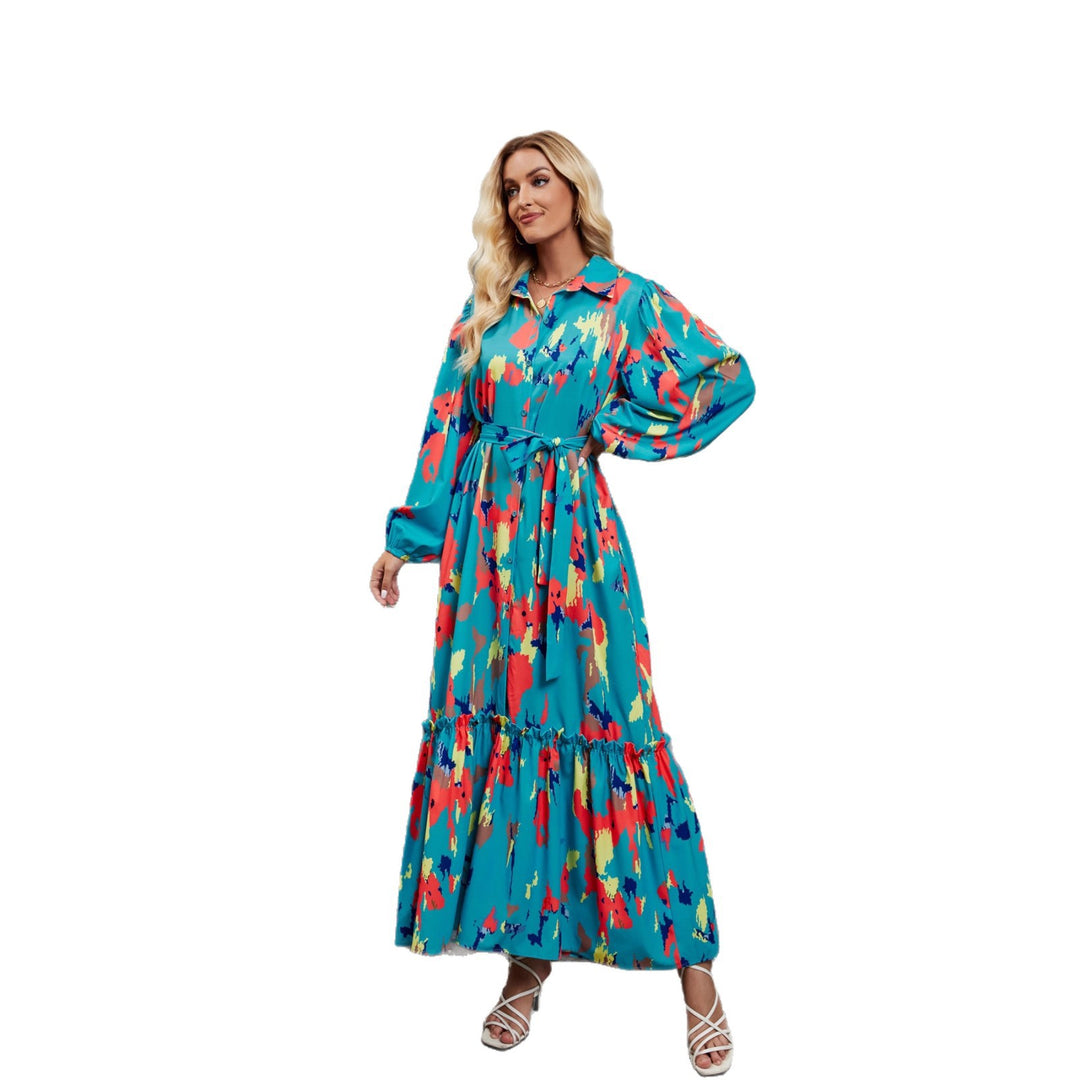 Robe Maxi Femme avec Manches Longues Tendance et Imprimé Floral Levoire