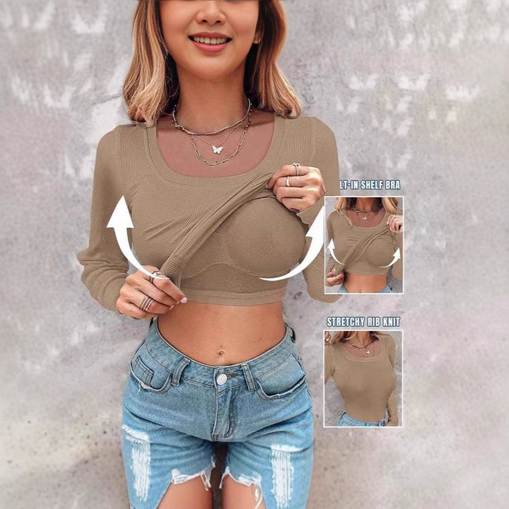 Chemise à manches longues cropped pour femmes avec débardeur intégré Levoire