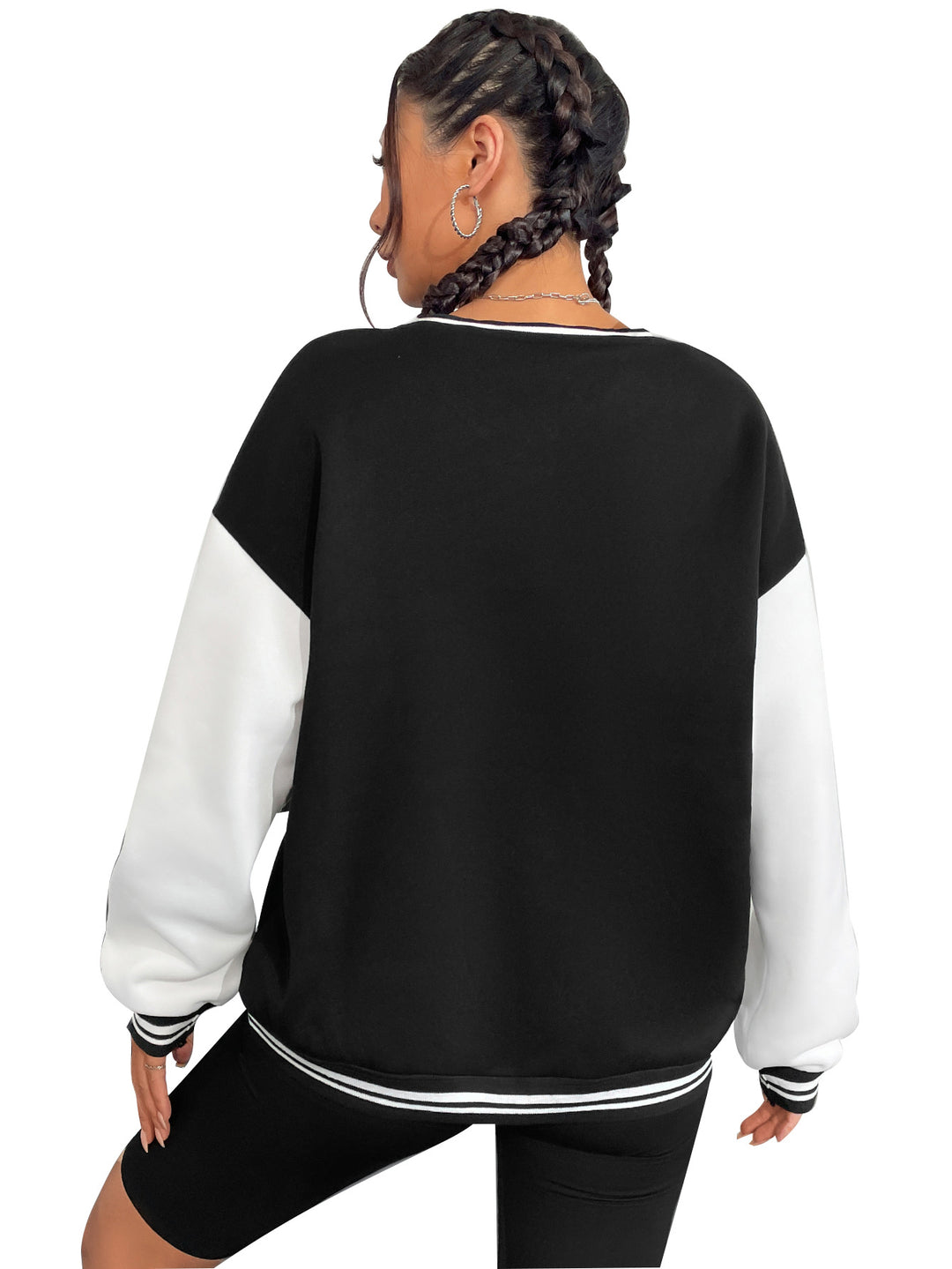 Sweatshirt décontracté pour femmes avec col en V et lettrage sportif Levoire