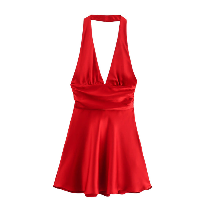 Levoire | Robe halterneck en soie de luxe d'été Rot