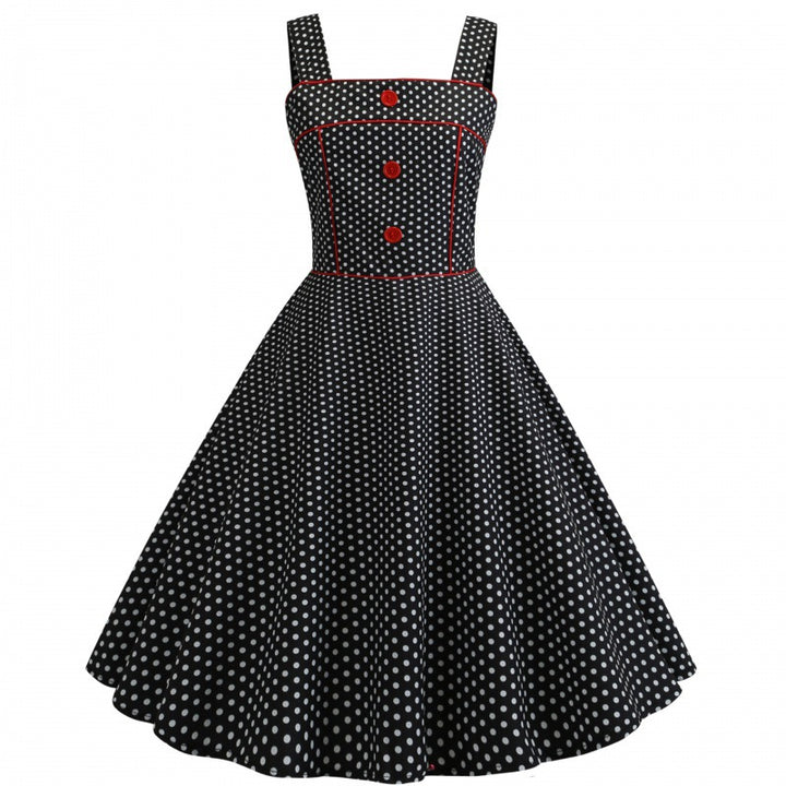 Robe Swing à Pois Vintage pour Femmes Levoire