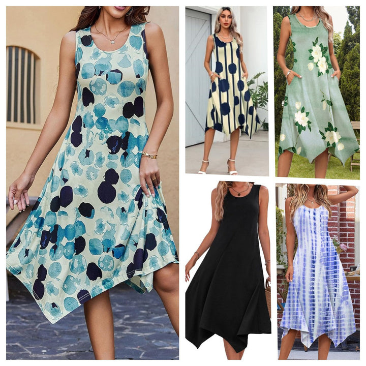 Levoire | Chic Fashion Imprimé Sans Manches Robe À Ourlet Irregular