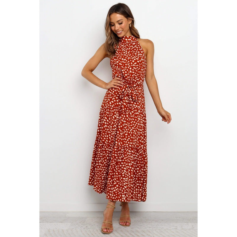 Robe maxi pour femme avec un design élégant à enrouler et un motif à pois moderne Levoire