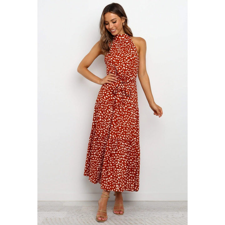 Robe maxi pour femme avec un design élégant à enrouler et un motif à pois moderne Levoire