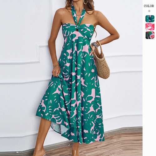 Robe maxi femme avec design à épaules dénudées et motif floral Levoire