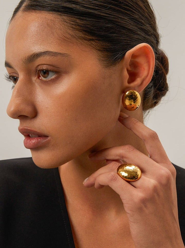 Levoire | Bague Ovale En Acier Inoxydable À Bords Inclinés