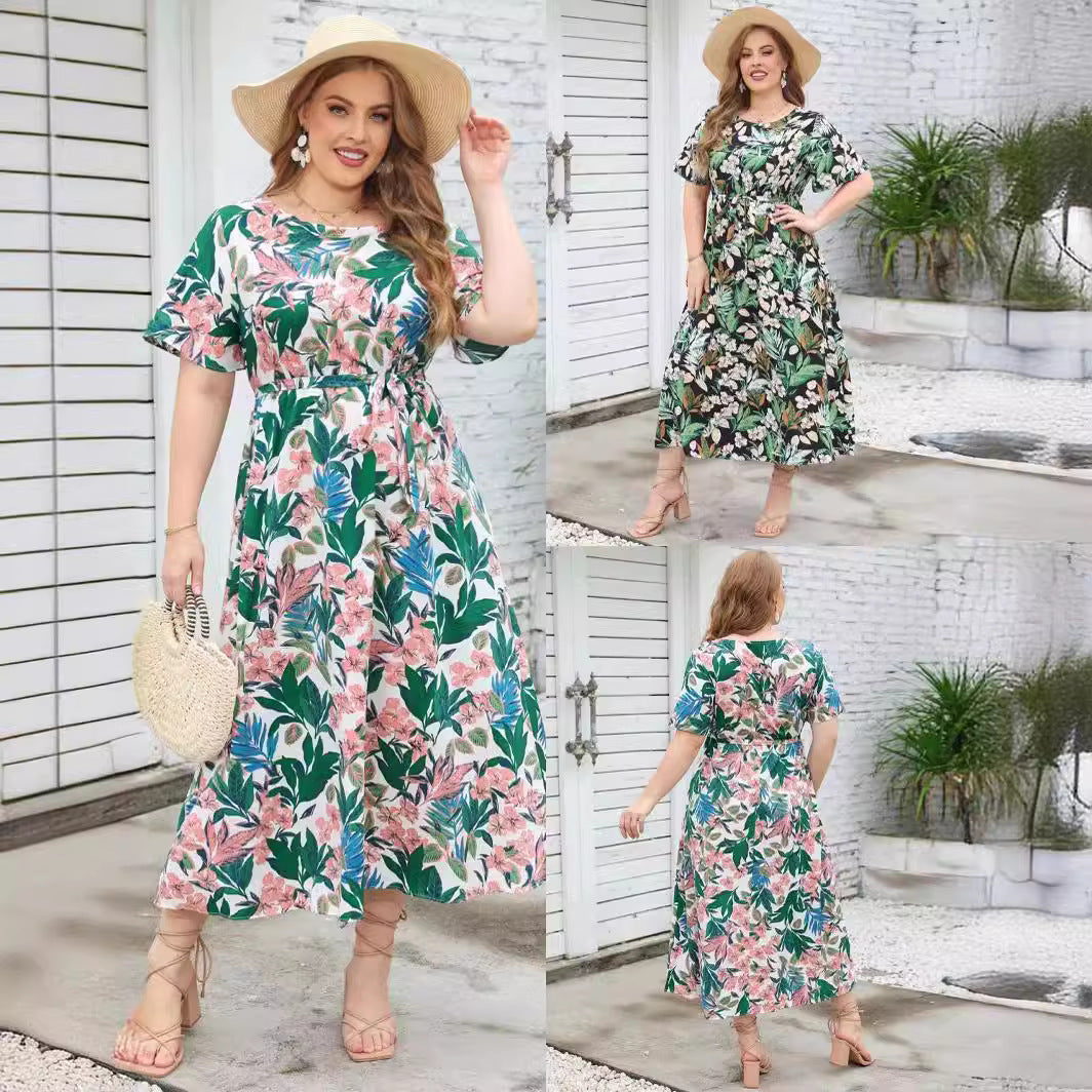 Robe maxi femme avec un ruban finement conçu et un motif intemporel Levoire