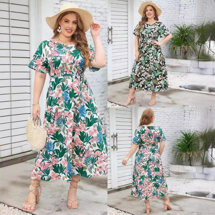 Robe maxi femme avec un ruban finement conçu et un motif intemporel Levoire
