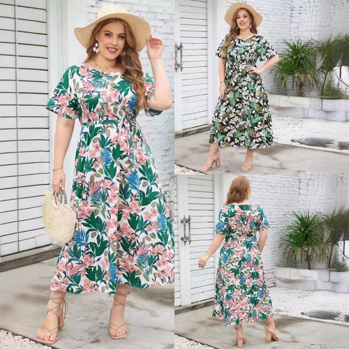 Robe maxi femme avec un ruban finement conçu et un motif intemporel Levoire