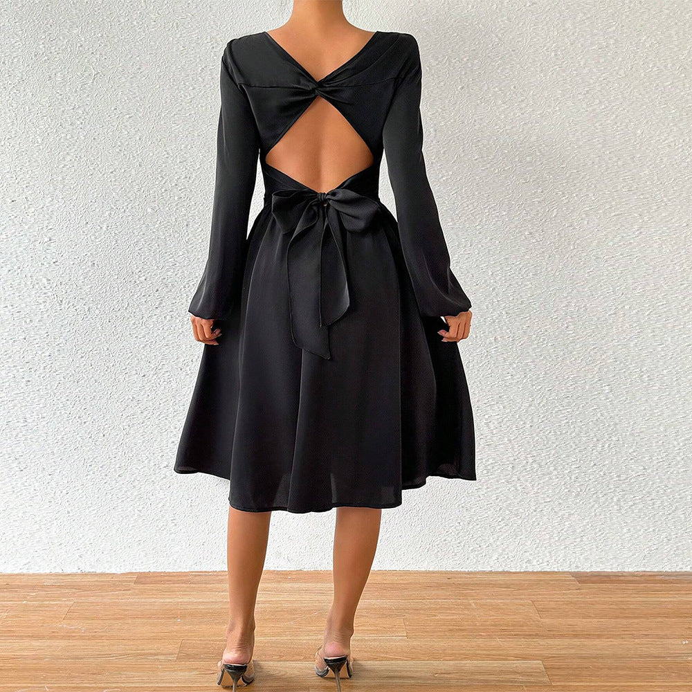 Robe dames en A avec un élégant col rond et des manches larges Levoire