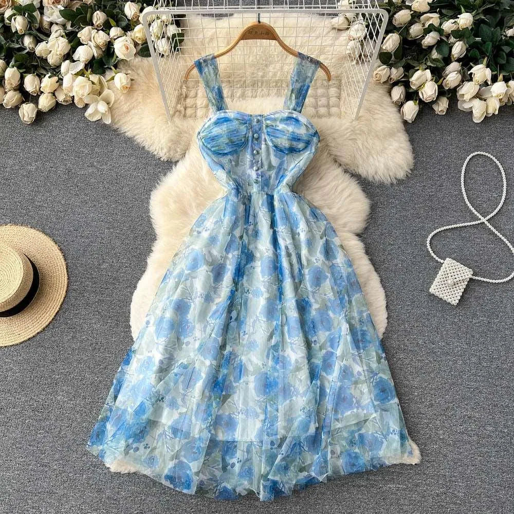 Levoire | Robe à fleurs française Bleu Taille libre