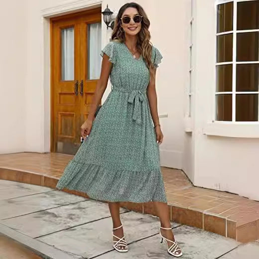 Robe midi femme avec design floral et ceinture Levoire