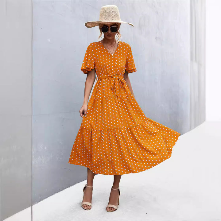 Robe midi femme avec motif floral et lien de taille ajustable Levoire