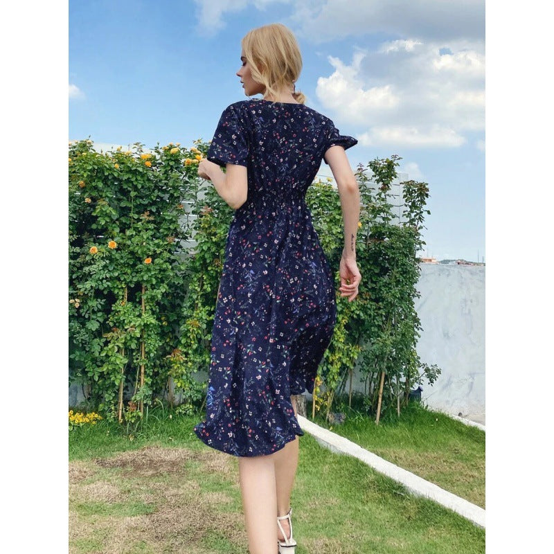 Robe midi femme avec motifs floraux et ourlet volant Levoire